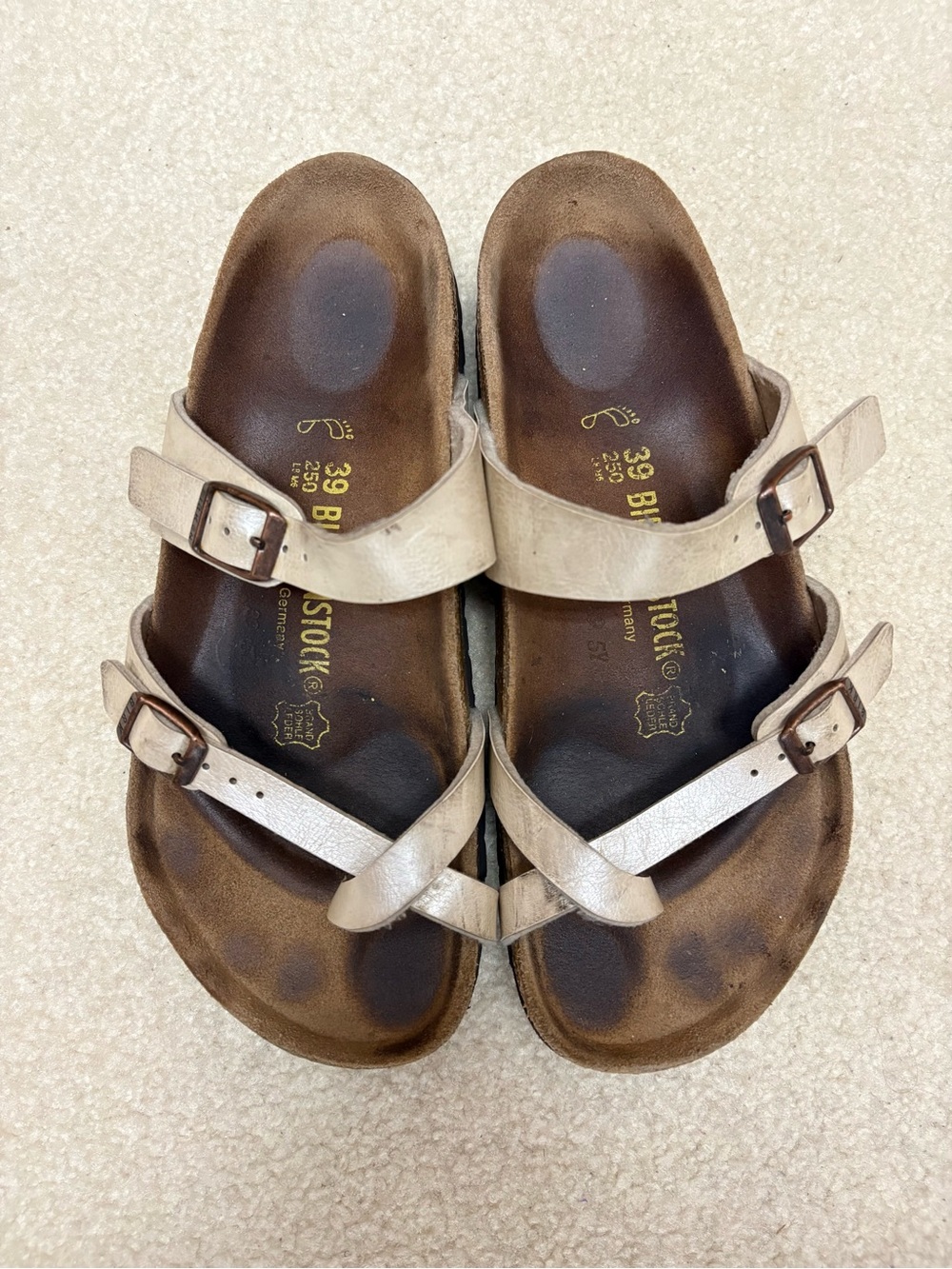 Birkenstock Metallic Taupe Double Strap Sandals